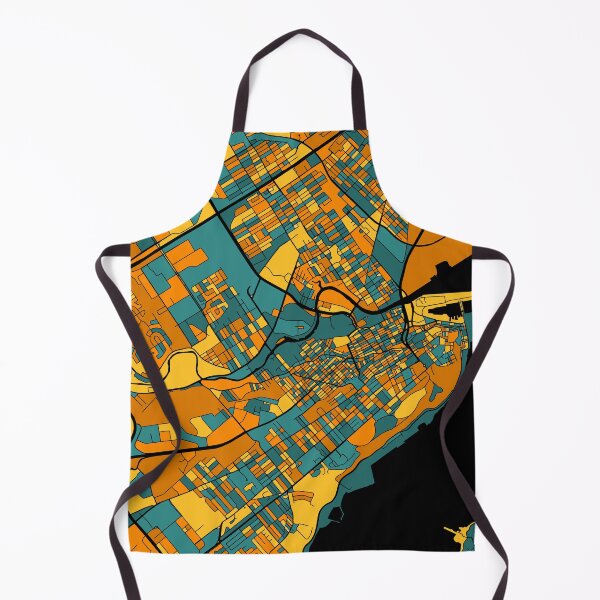 Item preview, Quebec City Map Pattern in Orange & Teal designed and sold by PatternMaps.