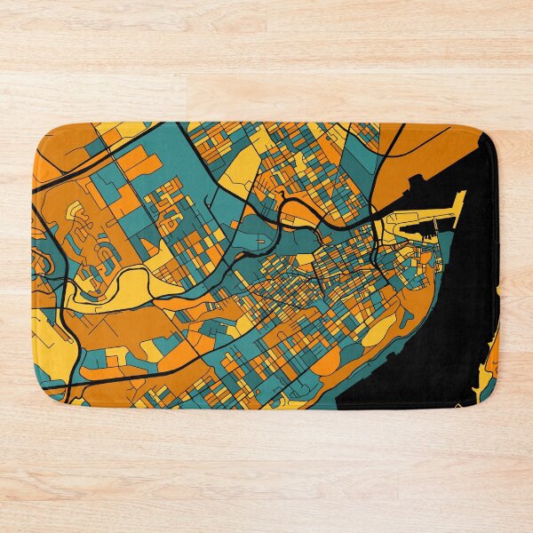 Item preview, Quebec City Map Pattern in Orange & Teal designed and sold by PatternMaps.