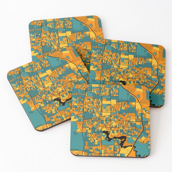 Item preview, Regina Map Pattern in Orange & Teal designed and sold by PatternMaps.