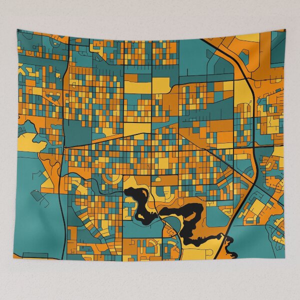 Item preview, Regina Map Pattern in Orange & Teal designed and sold by PatternMaps.