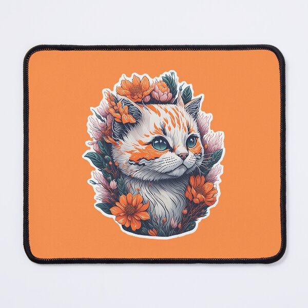 Item preview, Floral Cat in Summer's Orange Delight designed and sold by ngness.