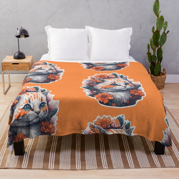 Item preview, Gato floral en delicia naranja de verano designed and sold by ngness.