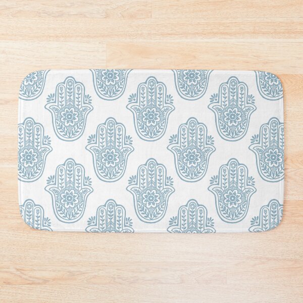 Artikelvorschau, Hamsa Flora Linocut Pattern - Snow + Sky entworfen und verkauft von Irene Estelle.