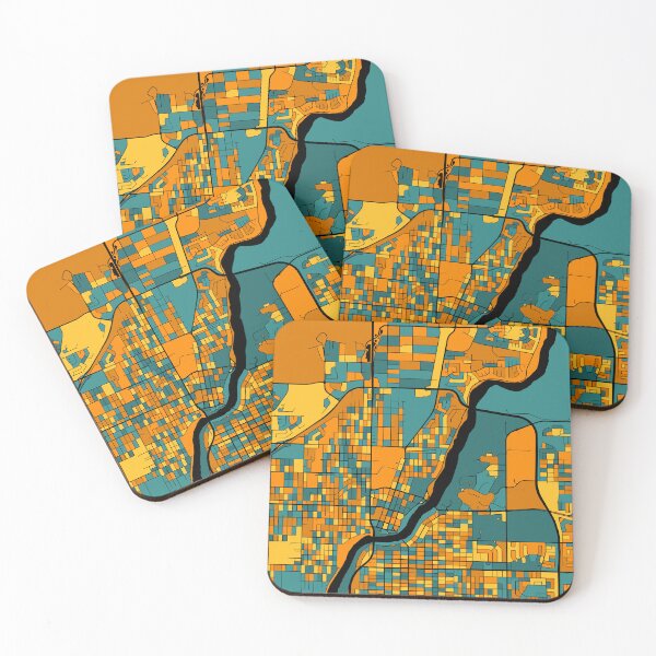 Item preview, Saskatoon Map Pattern in Orange & Teal designed and sold by PatternMaps.