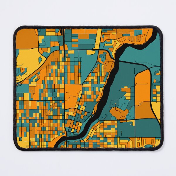 Item preview, Saskatoon Map Pattern in Orange & Teal designed and sold by PatternMaps.