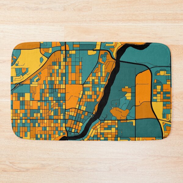 Item preview, Saskatoon Map Pattern in Orange & Teal designed and sold by PatternMaps.
