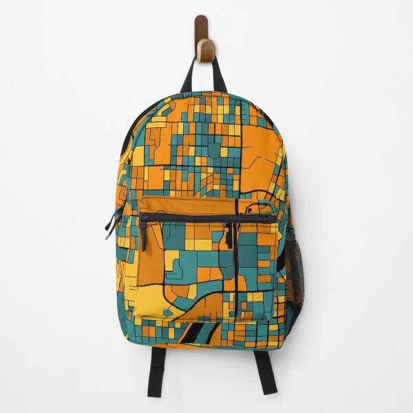 Item preview, Saskatoon Map Pattern in Orange & Teal designed and sold by PatternMaps.