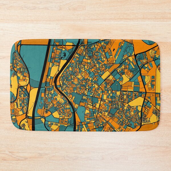 Item preview, Seville Map Pattern in Orange & Teal designed and sold by PatternMaps.
