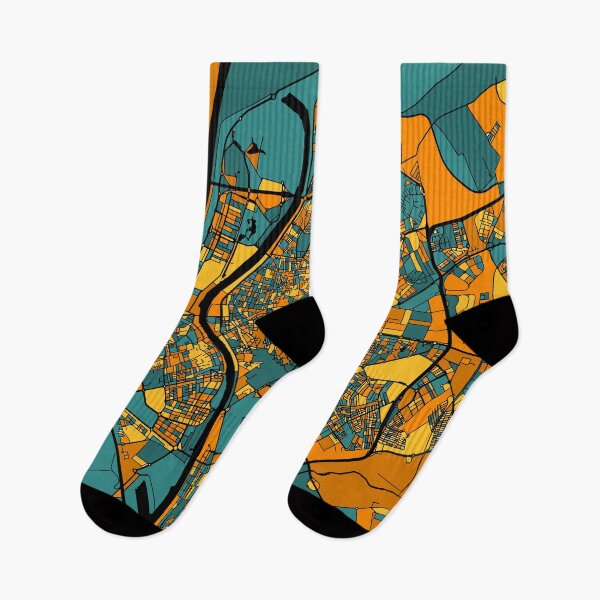Item preview, Seville Map Pattern in Orange & Teal designed and sold by PatternMaps.