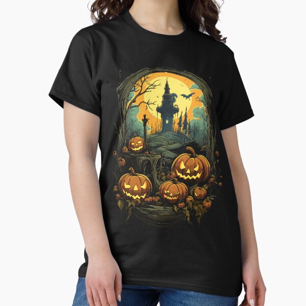 Item preview, Creepy Jack-o-Lantern Tee Halloween Vibes Gift designed and sold by NoLimit-Merica.