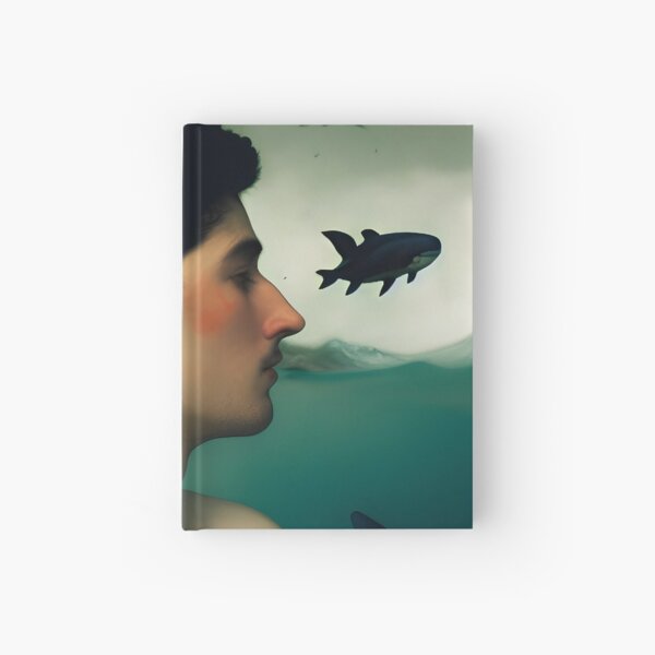 Man with flying fish Hardcover Journal