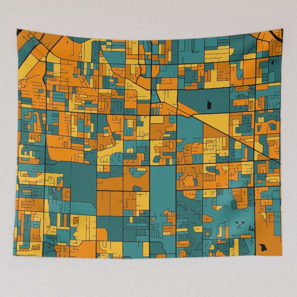 Item preview, Surrey Map Pattern in Orange & Teal designed and sold by PatternMaps.