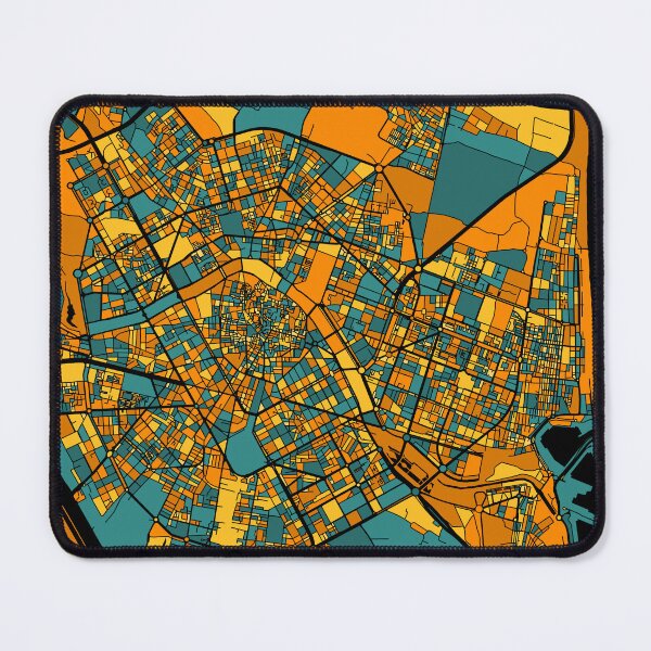 Item preview, Valencia Map Pattern in Orange & Teal designed and sold by PatternMaps.