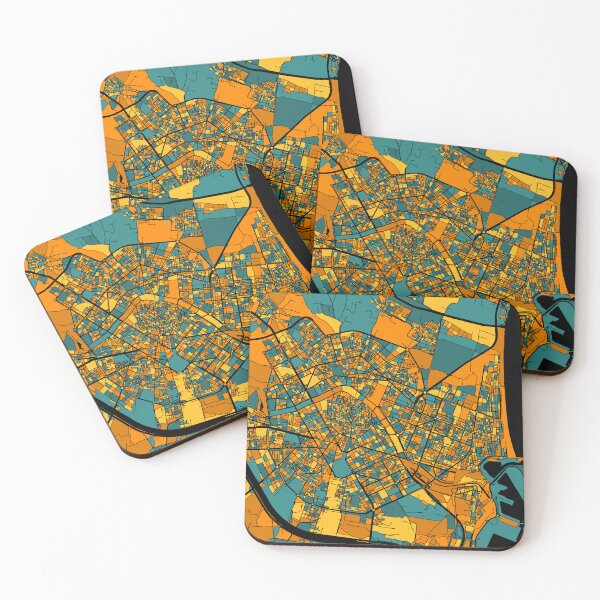 Item preview, Valencia Map Pattern in Orange & Teal designed and sold by PatternMaps.