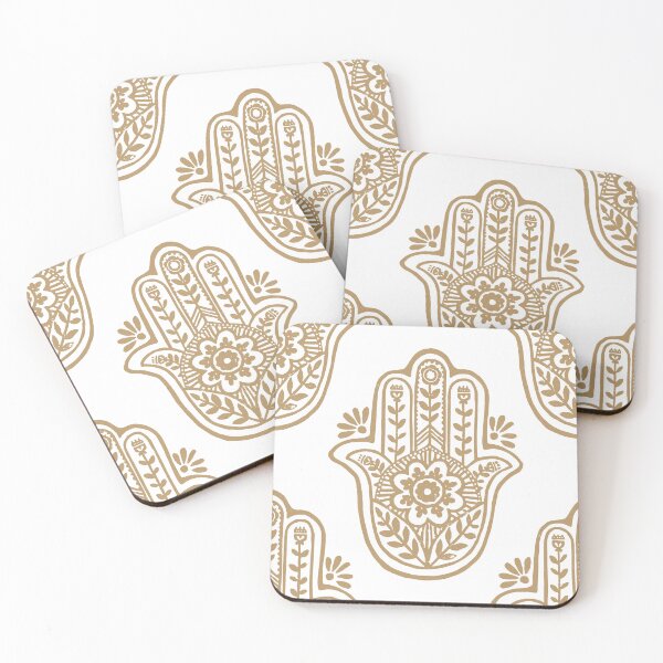 Artikelvorschau, Hamsa Flora Linocut Pattern - Snow + Fawn entworfen und verkauft von Irene Estelle.