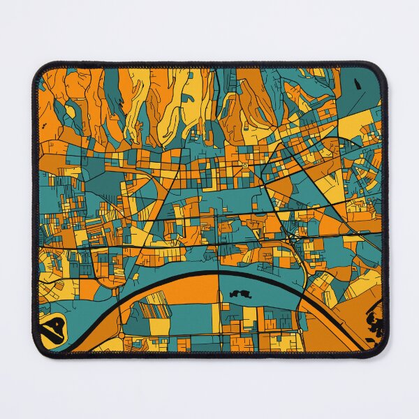 Item preview, Zagreb Map Pattern in Orange & Teal designed and sold by PatternMaps.