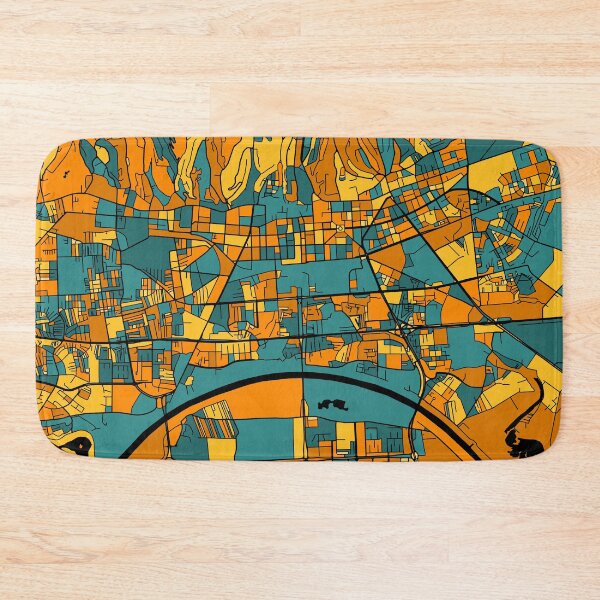 Item preview, Zagreb Map Pattern in Orange & Teal designed and sold by PatternMaps.