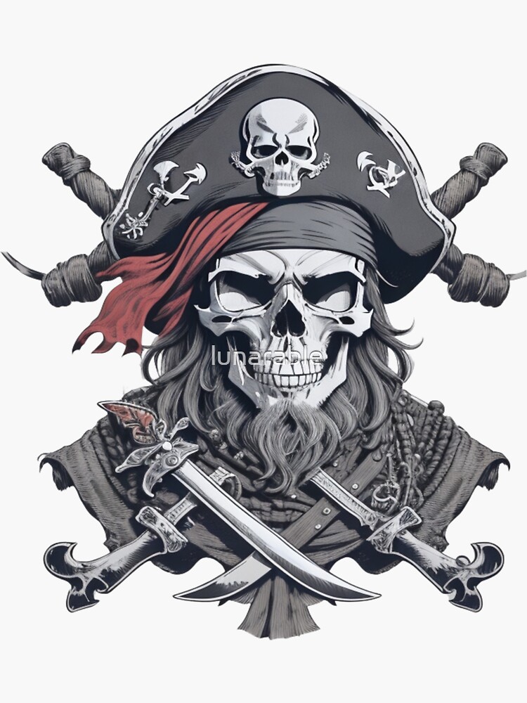 Pirate Flag Skull and Crossed Swords by Chillee Wilson Sticker for Sale by  ChilleeWilson