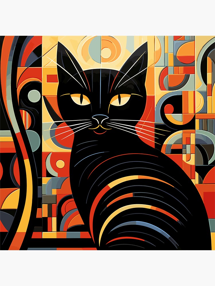 Black Cat Deco Sticker