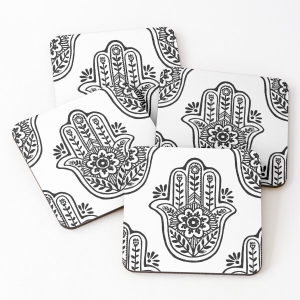 Artikelvorschau, Hamsa Flora Linocut Pattern - Snow + Coal entworfen und verkauft von Irene Estelle.