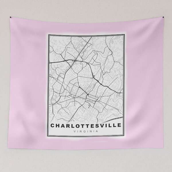 Item preview, Minimalist Pastel Pink Charlottesville Map designed and sold by Tamas Das.