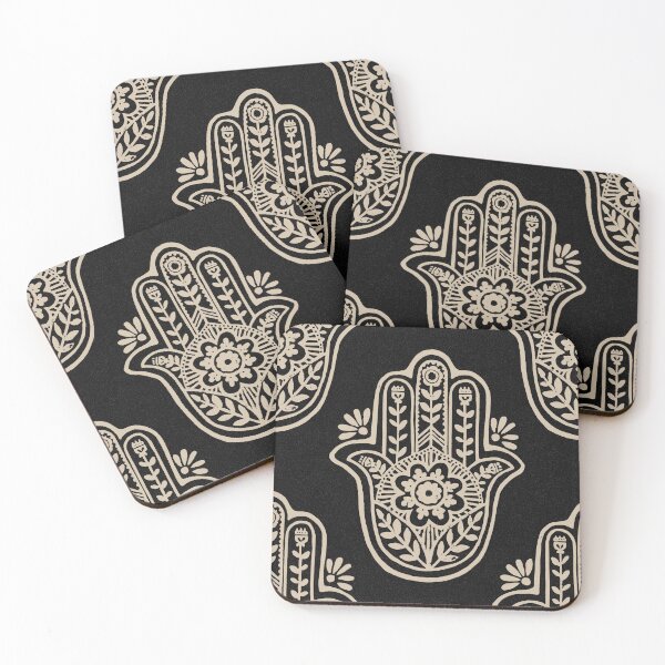 Artikelvorschau, Hamsa Flora Linocut Pattern - Coal + Dove entworfen und verkauft von Irene Estelle.