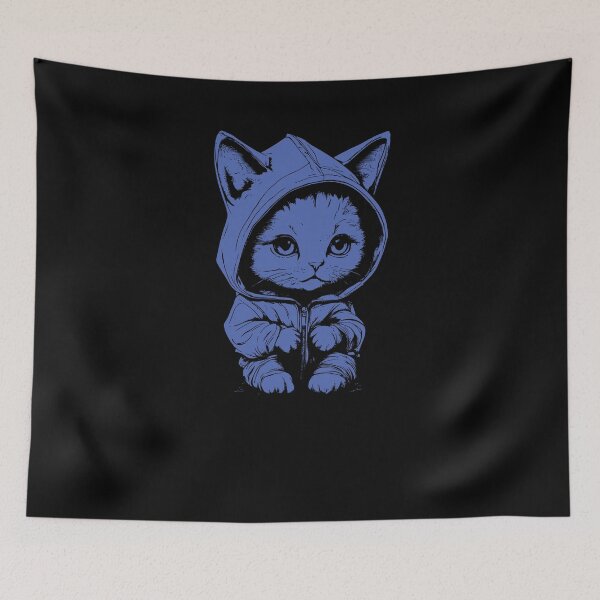 Item preview, Cute Kitten With Hoodie - Blue 1 designed and sold by Soulemotion.