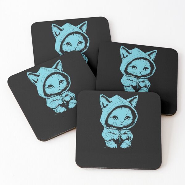 Item preview, Cute Kitten With Hoodie - Cyan designed and sold by Soulemotion.