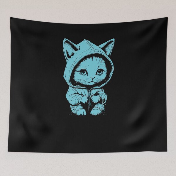 Item preview, Cute Kitten With Hoodie - Cyan designed and sold by Soulemotion.