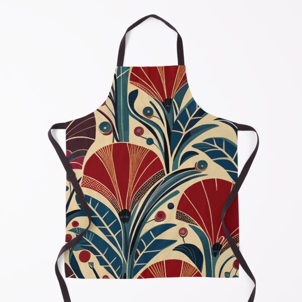 Item preview, Vintage Art Deco Red Green Teal Floral Pattern  designed and sold by Vicky Brago-Mitchell®.