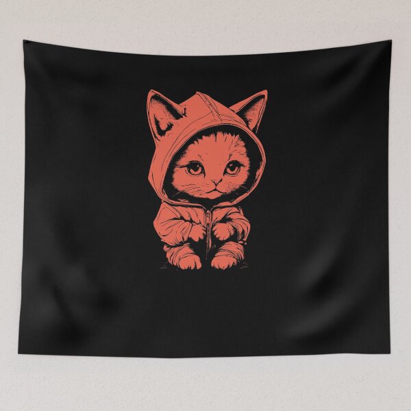 Item preview, Cute Kitten With Hoodie - Light Red designed and sold by Soulemotion.