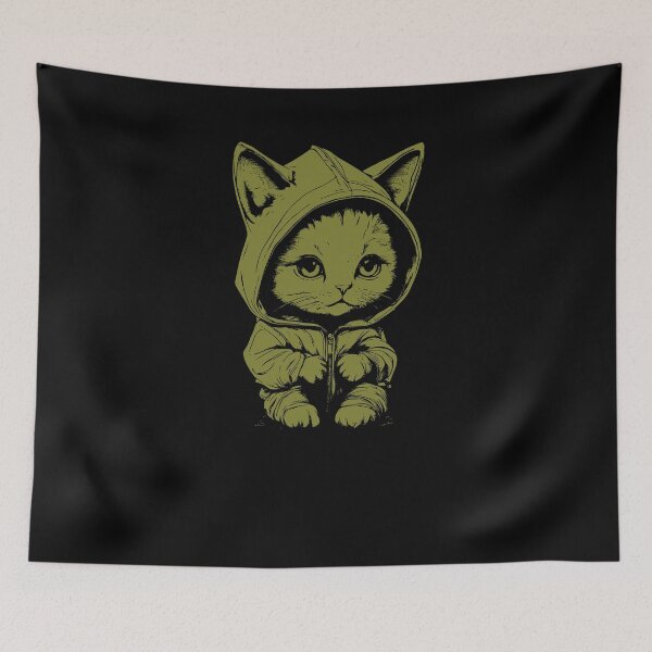 Item preview, Cute Kitten With Hoodie - Olive designed and sold by Soulemotion.