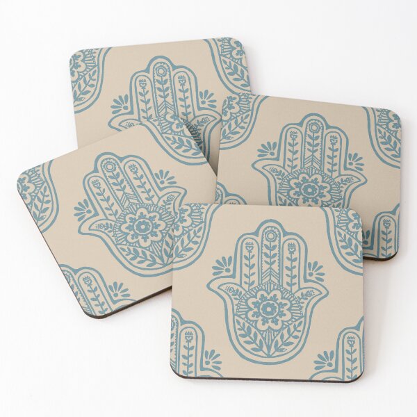 Item preview, Hamsa Flora Linocut Pattern - Dove + Peacock designed and sold by Irene Estelle.