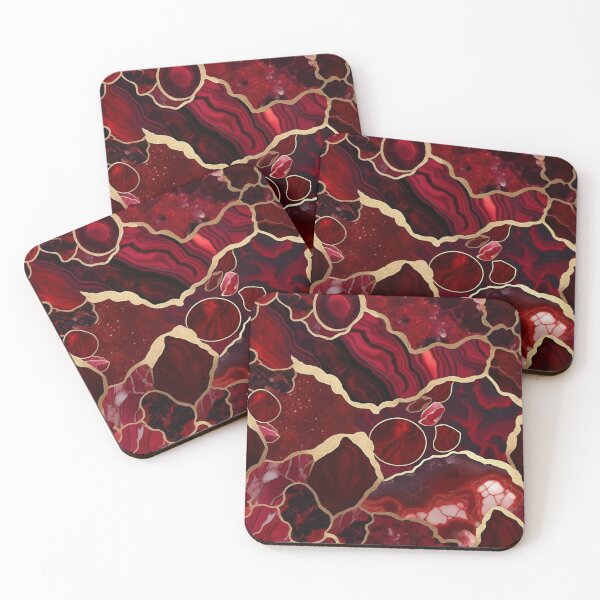 Item preview, Dark Red Marble Geode with Veins of Gold  designed and sold by BirdsnStuff.