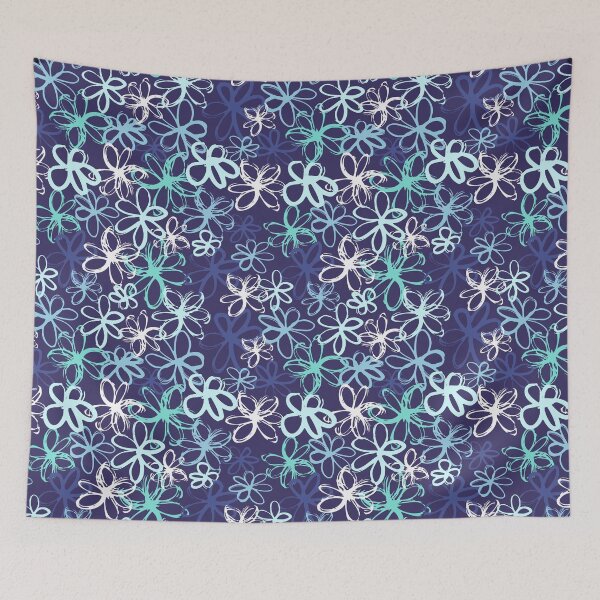 Item preview, Blue Floral Flower Botanical pattern designed and sold by Nicola-Rowe.