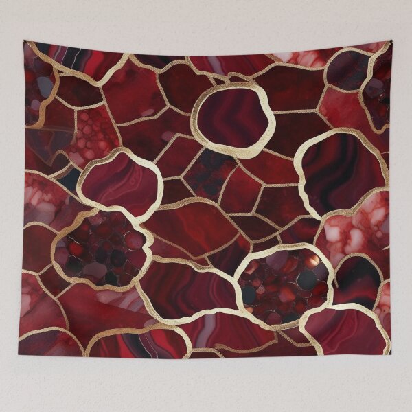 Item preview, Dark Red Marble Geode with Veins of Gold  designed and sold by BirdsnStuff.
