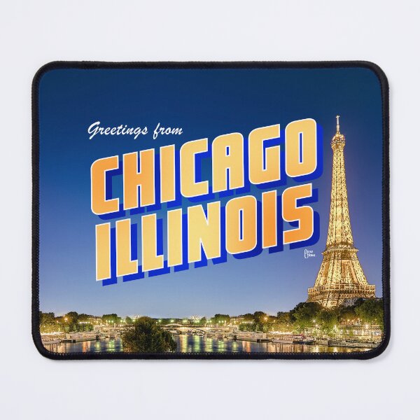 Artikelvorschau, Gag-Reisegruß Paris Chicago entworfen und verkauft von Pava Orava.