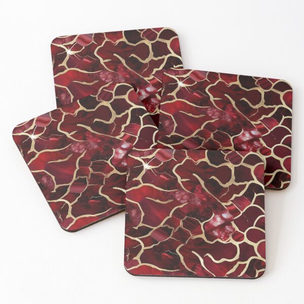 Item preview, Dark Red Marble Geode with Veins of Gold  designed and sold by BirdsnStuff.