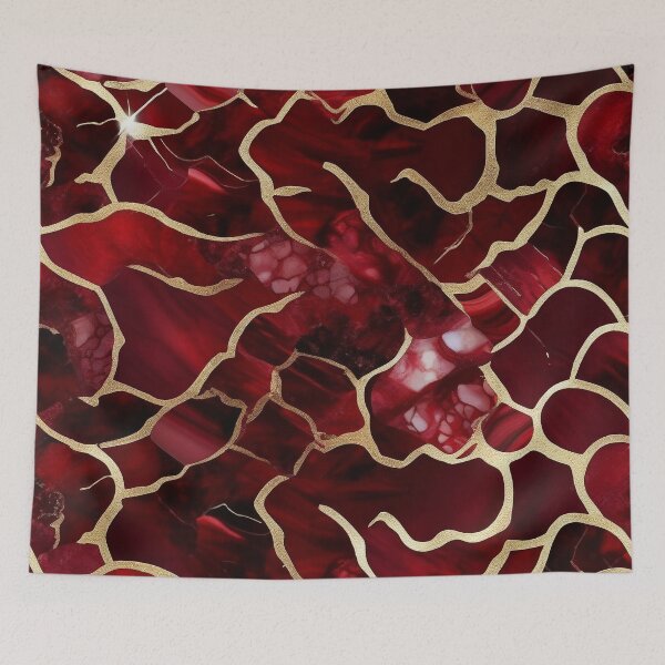 Item preview, Dark Red Marble Geode with Veins of Gold  designed and sold by BirdsnStuff.