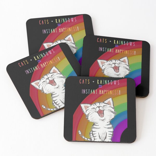 Item preview,  Cats & Rainbows = Instant Happiness designed and sold by CuteCatsCoffee.