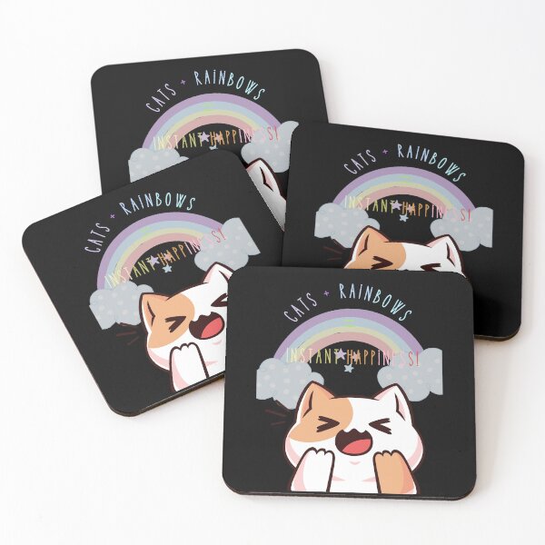 Item preview, Cats & Rainbows = Instant Happiness designed and sold by CuteCatsCoffee.