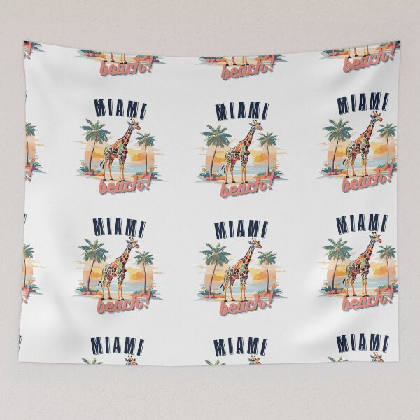 Item preview, Miami Beach Vector Giraffe Design Retro Sunrise Animal Visit Beach Miami Vibe Cool Exotic Animal Beach Day designed and sold by chatzous.