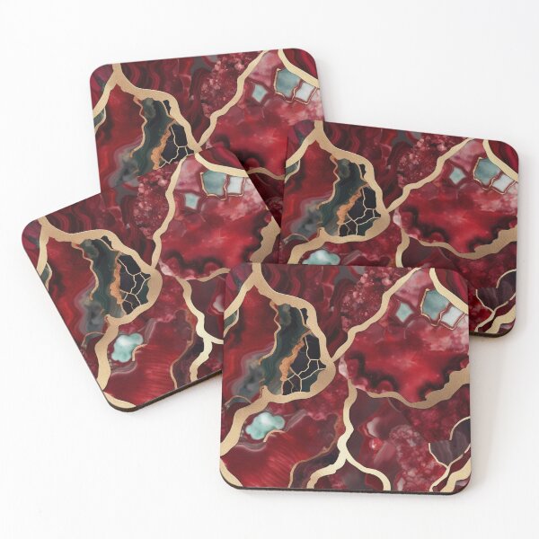 Item preview, Dark Red Marble Geode with Veins of Gold  designed and sold by BirdsnStuff.