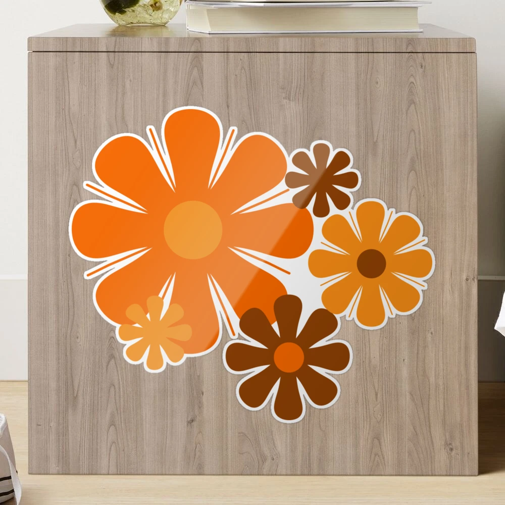 Large atypical orange flower decals for furniture