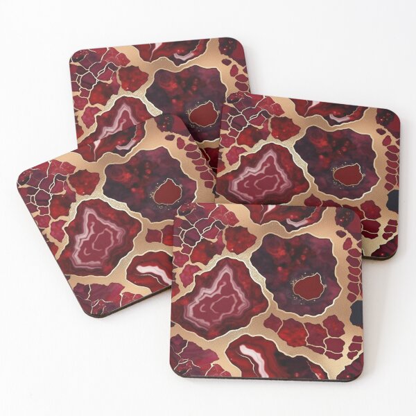 Item preview, Dark Red Marble Geode with Veins of Gold  designed and sold by BirdsnStuff.