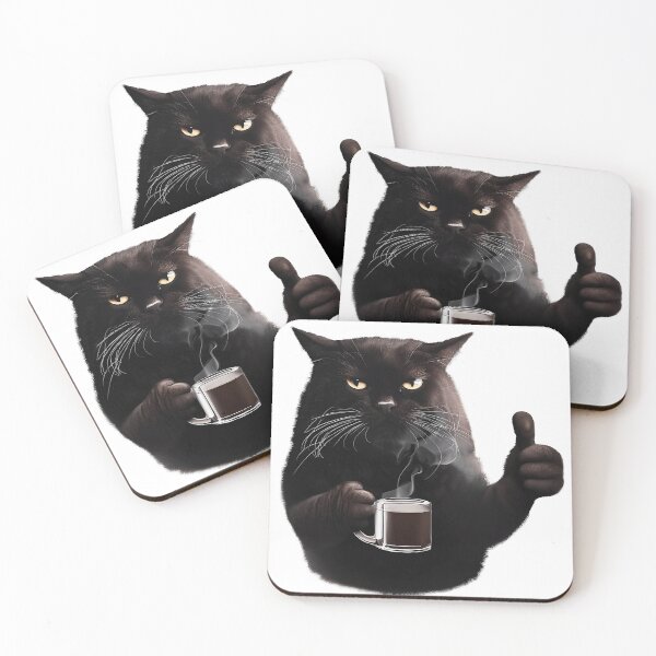 Item preview, Bossy Black Cat Coffee Thumbs-Up designed and sold by Pixel4Art.
