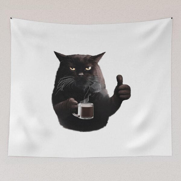 Item preview, Bossy Black Cat Coffee Thumbs-Up designed and sold by Pixel4Art.