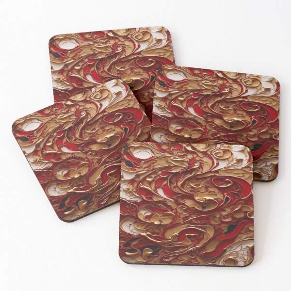 Item preview, Abstract Dark Red, White, Gold Acrylic Digital Painting  designed and sold by BirdsnStuff.