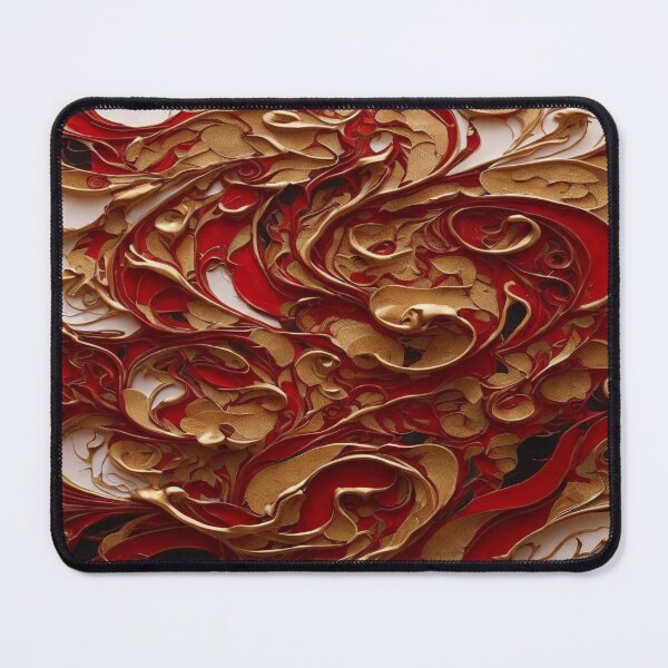 Item preview, Abstract Dark Red, White, Gold Acrylic Digital Painting  designed and sold by BirdsnStuff.