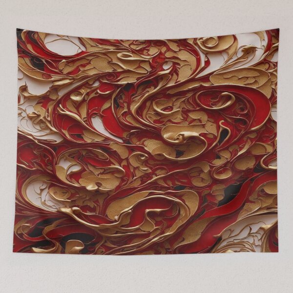 Item preview, Abstract Dark Red, White, Gold Acrylic Digital Painting  designed and sold by BirdsnStuff.